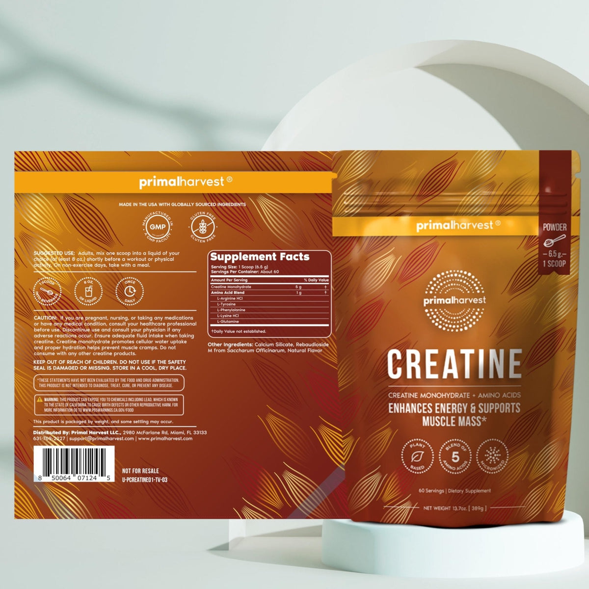 Primal Harvest Creatine Powder Supplement for Men and Women's Fitness, Workouts, and Muscle Growth, to Help Promote Recovery, Strength, Energy, and Endurance (1) - PrimeBioHealth - canada supplements