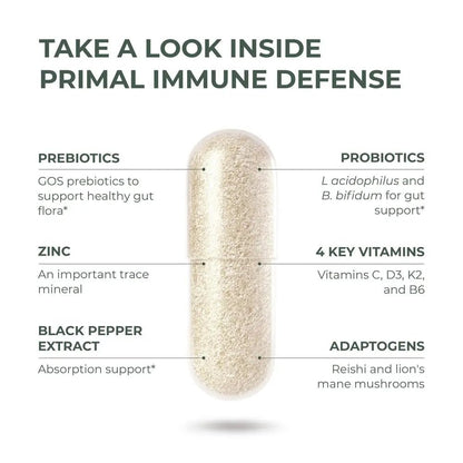 Primal Harvest Immune Defense 10-in-1 Supplement with Probiotics, Zinc, and Vitamins C, D3, K2, B6 Daily Immune Support for Adults - PrimeBioHealth - canada supplements