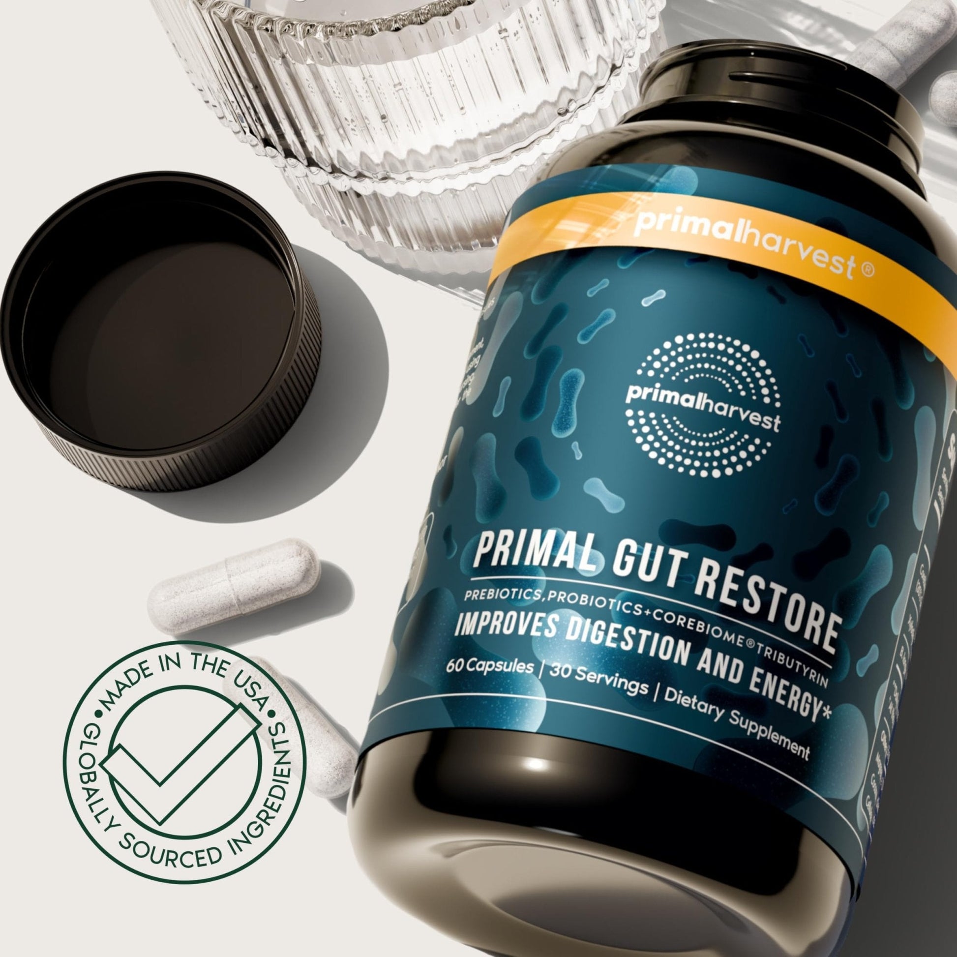 Primal Harvest Restore for Gut Health, Primal Gut Restore w/POSTbiotics, PREbiotics and PRObiotics for Women and Men, 60 CT - Digestion, Colon Cleanse, - PrimeBioHealth - canada supplements