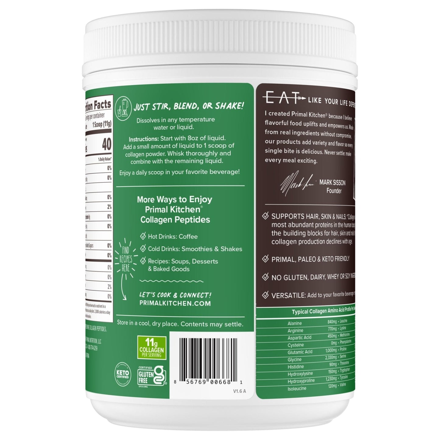 Primal Kitchen Collagen Peptides, Unflavored Collagen Powder, 1.2 Pounds - PrimeBioHealth - canada supplements