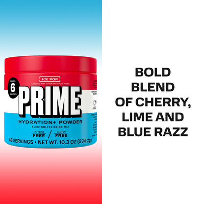 PRIME HYDRATION+ Electrolyte Powder, Ice Pop, Sugar Free Hydration Drink Mix with Potassium, Magnesium & B Vitamins to Replenish Fluids, - PrimeBioHealth - canada supplements