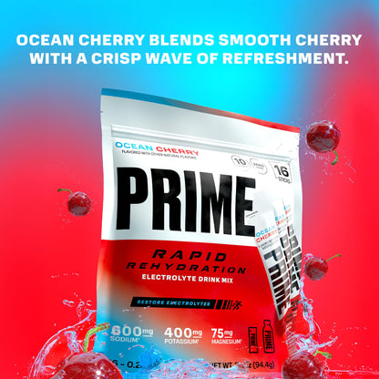 Prime Rapid Rehydration Electrolyte Powder Sticks, Ocean Cherry, Sugar Free Hydration Drink Mix with Sodium, Potassium, Magnesium & B Vitamins - PrimeBioHealth - canada supplements