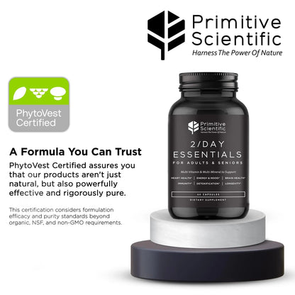 Primitive Scientific Whole Food Daily Essential Multivitamins for Adults and Seniors - 2X a Day - Vitamin A, C, D, E, B12 and Minerals - PrimeBioHealth - canada supplements