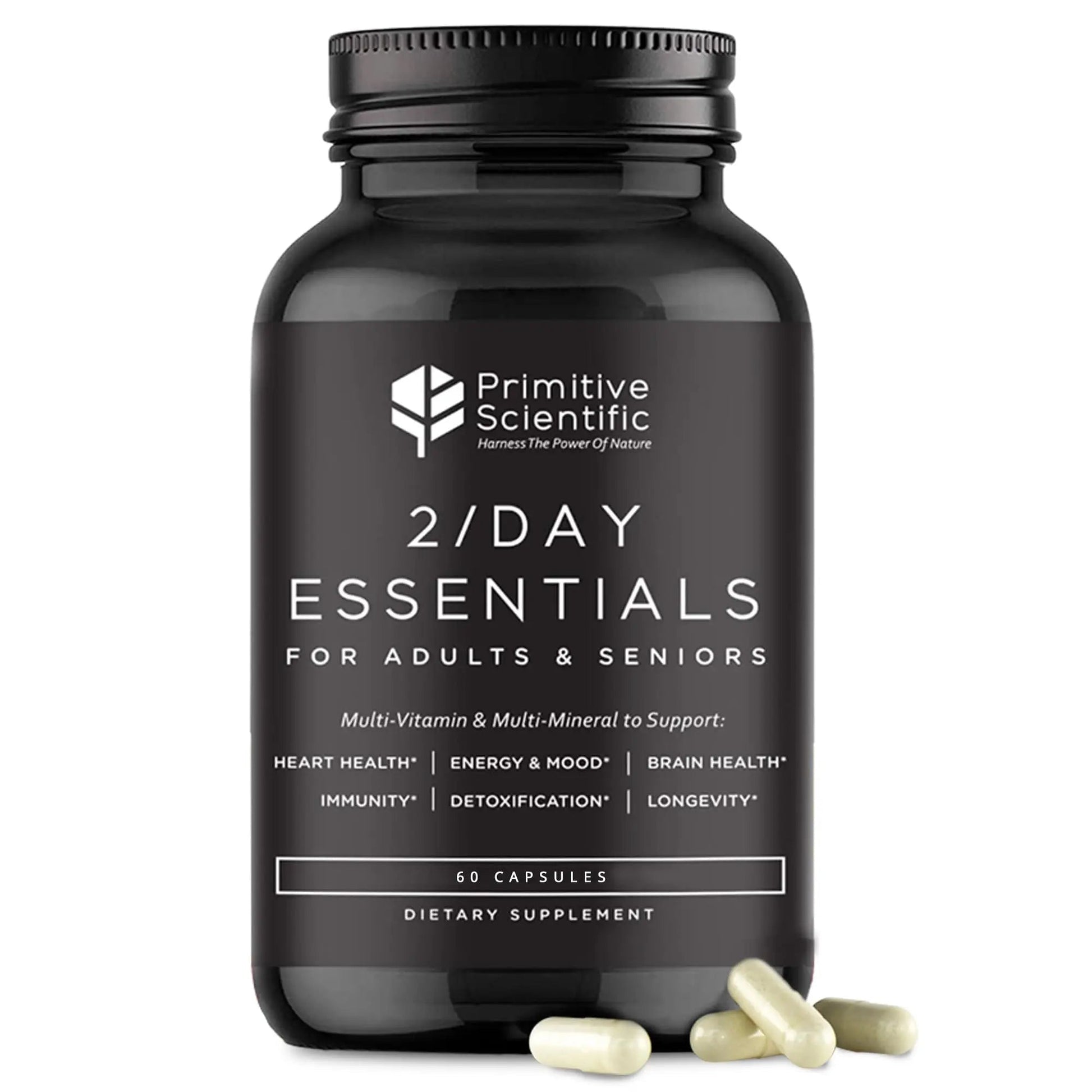 Primitive Scientific Whole Food Daily Essential Multivitamins for Adults and Seniors - 2X a Day - Vitamin A, C, D, E, B12 and Minerals - PrimeBioHealth - canada supplements