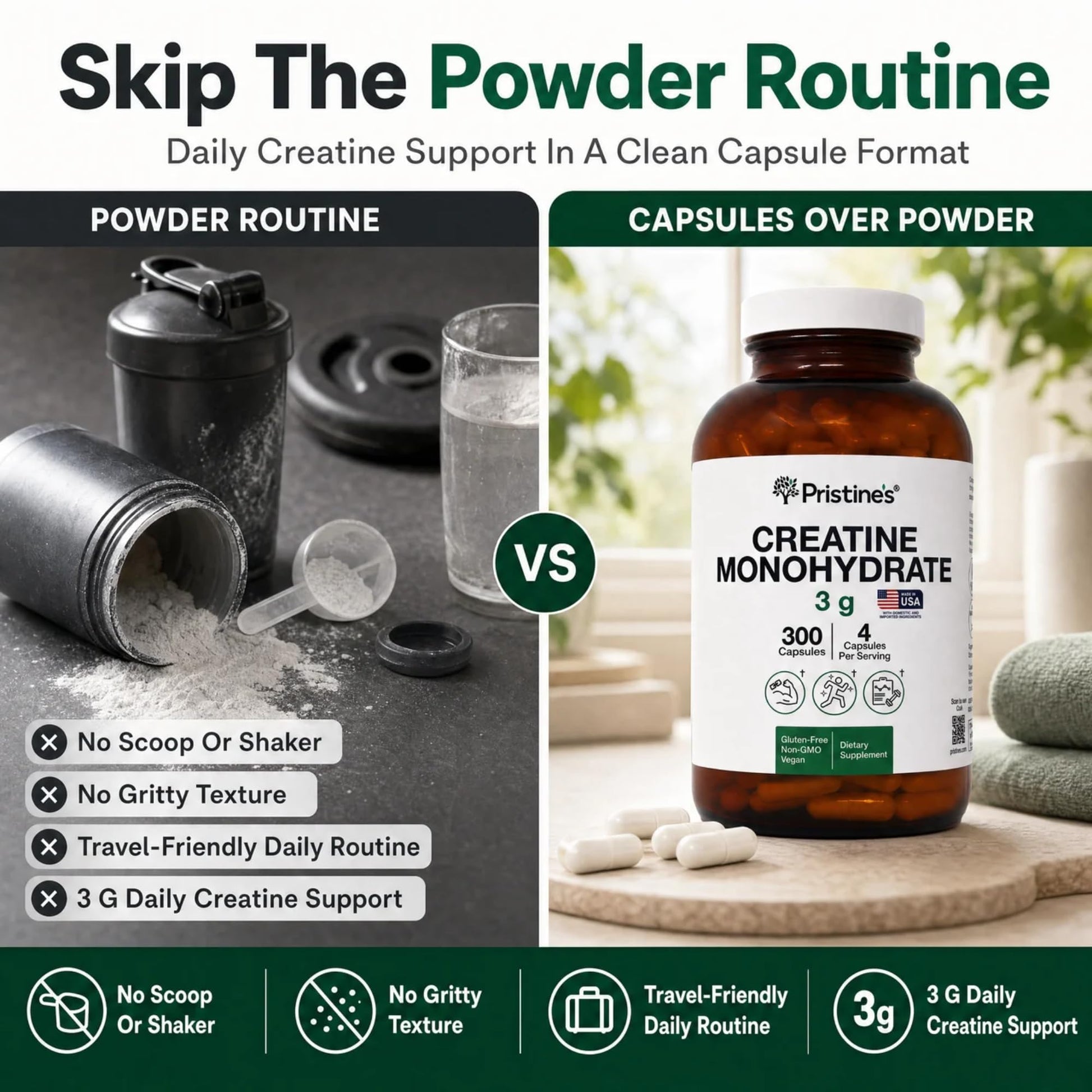 PRISTINE'S Creatine Monohydrate Capsules for Women & Men - NSF Certified 75 Day Supply 3G Creatine Pills for Women - Cognitive & Athletic Performance Support - PrimeBioHealth - canada supplements