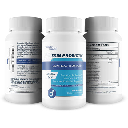 Pro Skin Probiotic - Skin Health Supporting Probiotic with Immune Support - Promote Healthy Skin Microbiome from Inside Out - Health Starts in the Gut - Support Reduced Breakouts, Redness, & Puffiness - PrimeBioHealth - canada supplements