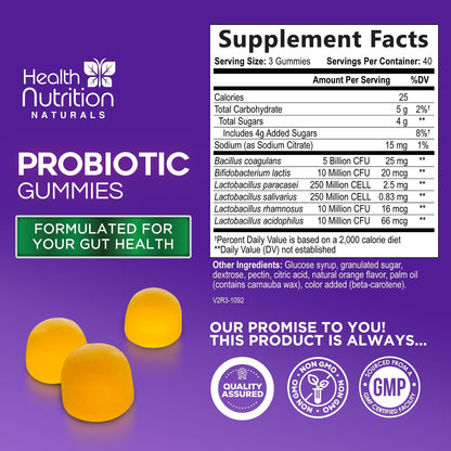 Probiotic Gummies - Advanced Multi-Strain Probiotic Formula - Gut & Digestive Health Support Gummy - Bacillus Coagulans 5 Billion CFU Per Serving, Daily Acidophilus Probiotics Supplement - 120 Gummies - PrimeBioHealth - canada supplements