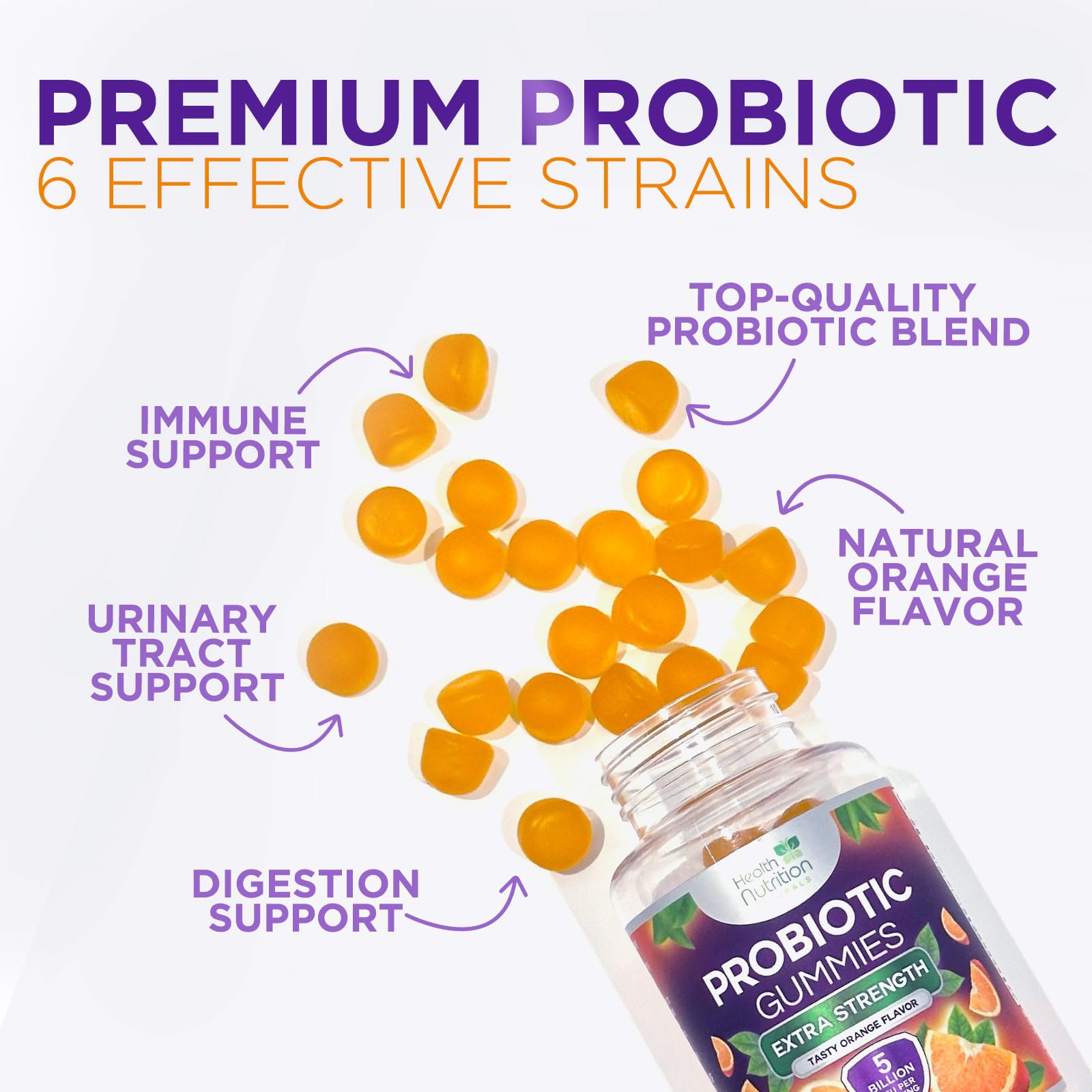 Probiotic Gummies - Advanced Multi-Strain Probiotic Formula - Gut & Digestive Health Support Gummy - Bacillus Coagulans 5 Billion CFU Per Serving, Daily Acidophilus Probiotics Supplement - 120 Gummies - PrimeBioHealth - canada supplements