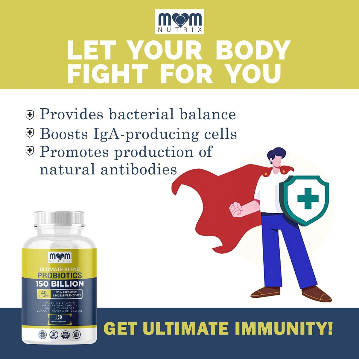 Probiotics 150 Billion CFU - 40 Strain Probiotics for Women, Men and Adults - Shelf Stable Probiotic with Organic Prebiotic - Acidophilus Probiotic - PrimeBioHealth - canada supplements