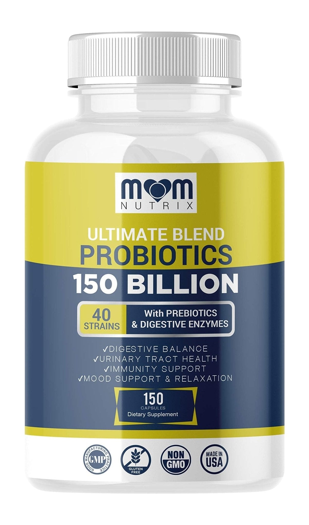 Probiotics 150 Billion CFU - 40 Strain Probiotics for Women, Men and Adults - Shelf Stable Probiotic with Organic Prebiotic - Acidophilus Probiotic - PrimeBioHealth - canada supplements