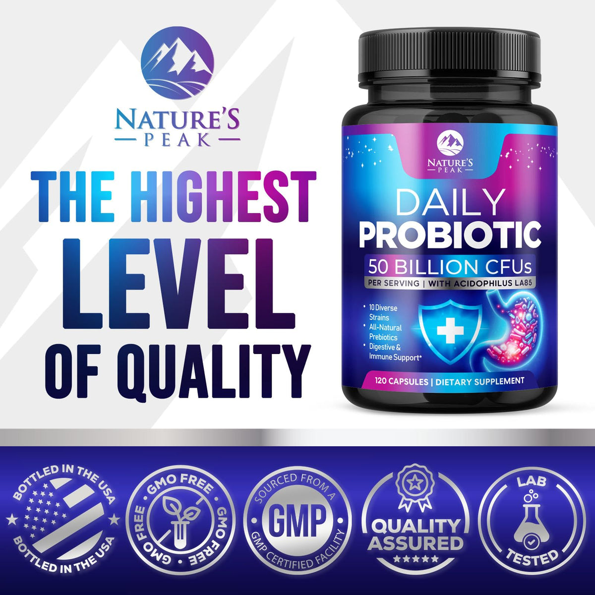 Probiotics 50 Billion CFU Per Serving - 10 Premium Strains + Digestive Enzymes & Prebiotics - Best Probiotic for Women & Men, Supports Immune, - PrimeBioHealth - canada supplements