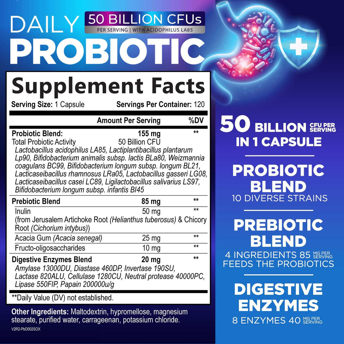 Probiotics 50 Billion CFU Per Serving - 10 Premium Strains + Digestive Enzymes & Prebiotics - Best Probiotic for Women & Men, Supports Immune, - PrimeBioHealth - canada supplements