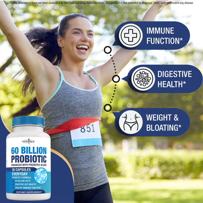 Probiotics 60 Billion CFU with Prebiotic Formula - Probiotics for Women and Men and Adults, 100% Natural Digestive Enzymes, - PrimeBioHealth - canada supplements
