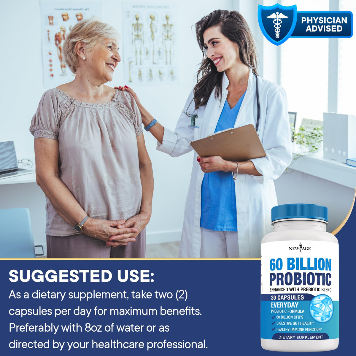 Probiotics 60 Billion CFU with Prebiotic Formula - Probiotics for Women and Men and Adults, 100% Natural Digestive Enzymes, - PrimeBioHealth - canada supplements
