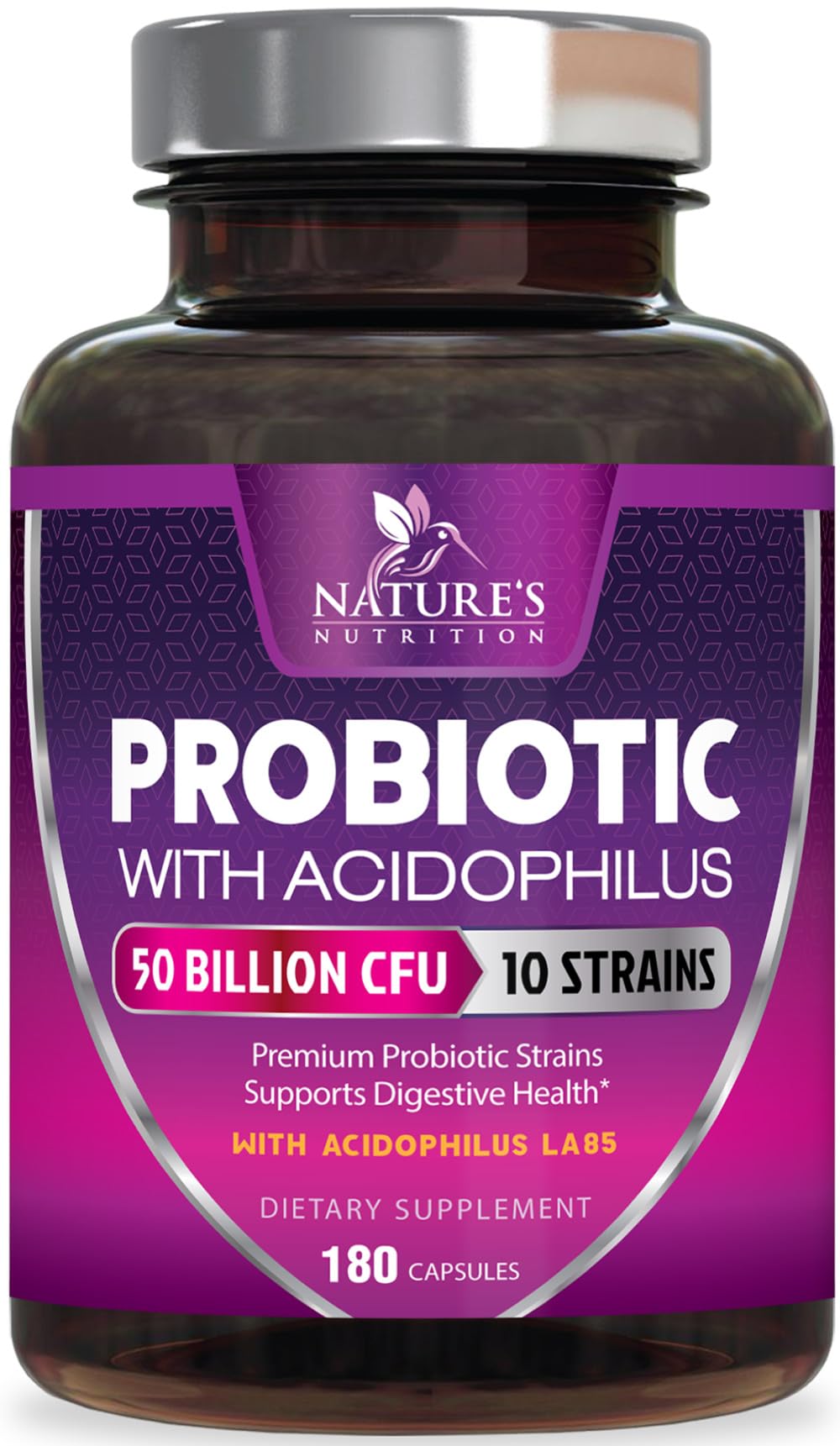 Probiotics for Digestive Gut Health - 50 Billion CFU Per Capsule, 10 Premium Strains & Prebiotics - Best Probiotics for Women & Men, Occasional Constipation, Gas, Immune Health Support - 180 Capsules - PrimeBioHealth - canada supplements
