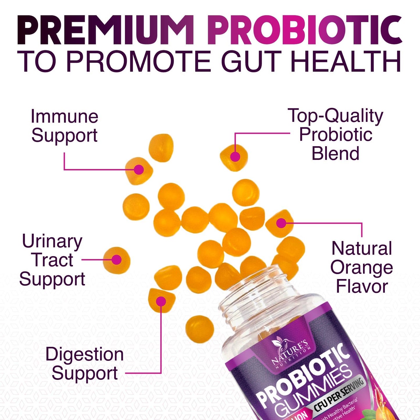 Probiotics for Digestive Health Gummies - 6 Unique Strains for Daily Immune Support & Gut Health, Supports Constipation, Gas & Bloating - Best Probiotic Supplement - PrimeBioHealth - canada supplements