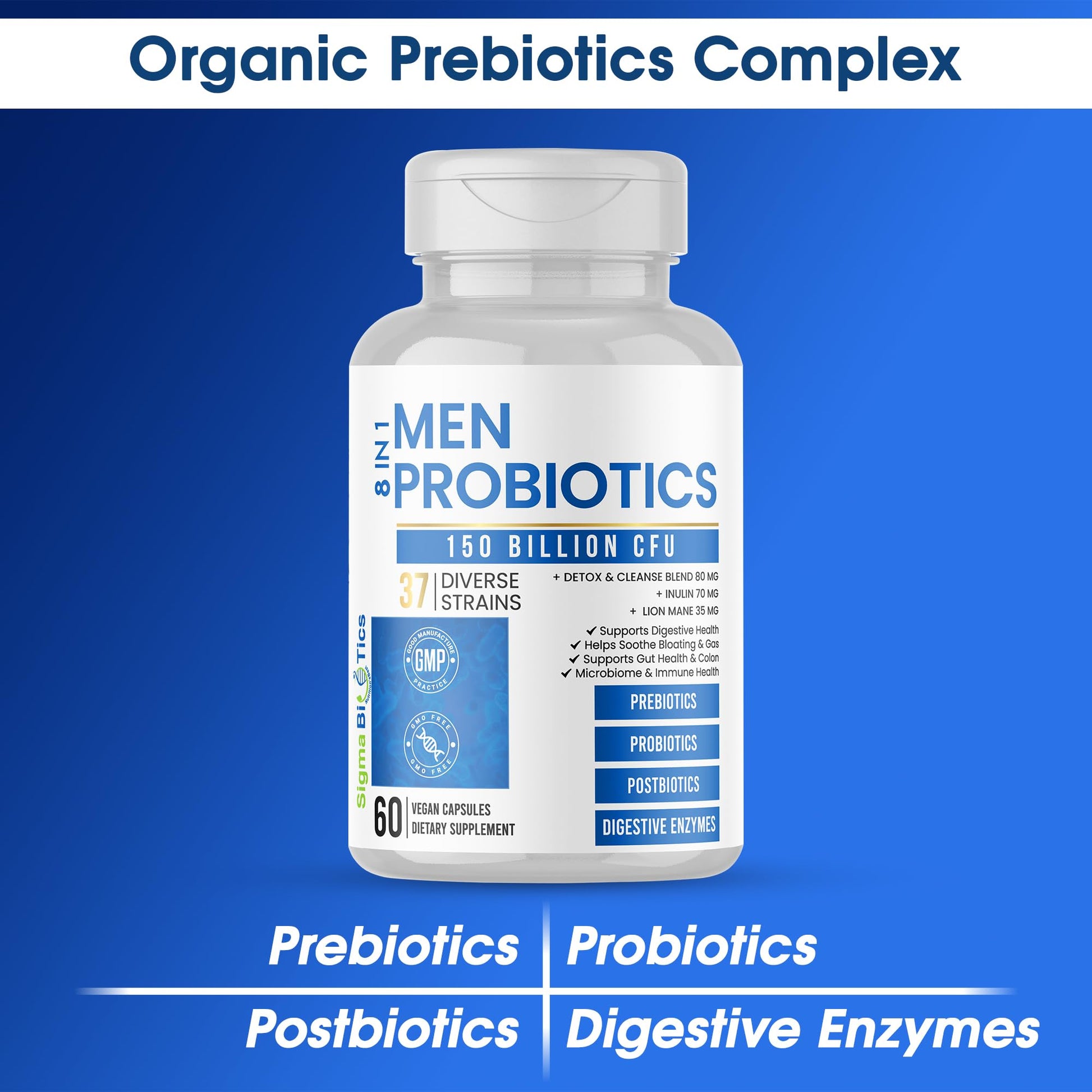 Probiotics for Men - 150 Billion CFU Acidophilus Capsules with Prebiotics & Postbiotics - Supports Gut Microbiome, Colon & Immune Health - PrimeBioHealth - canada supplements