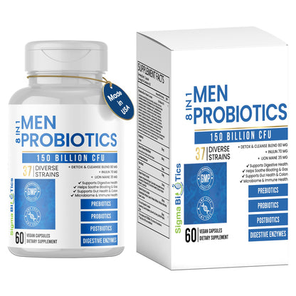 Probiotics for Men - 150 Billion CFU Acidophilus Capsules with Prebiotics & Postbiotics - Supports Gut Microbiome, Colon & Immune Health - PrimeBioHealth - canada supplements