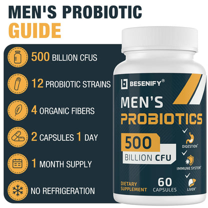 Probiotics for Men, 500 Billion CFUs & 12 Strains, Men's Probiotic with Turmeric, Cranberry, Goji - Probiotics for Digestive Health, Immune, Stomach, - PrimeBioHealth - canada supplements