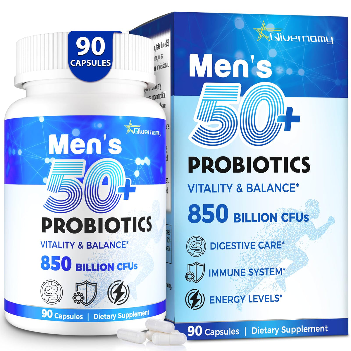 Probiotics for Men, Advanced 50+ Mens Probiotic, Comprehensive Gut & Energy Support with 850 Billion CFU, 1800mg Prebiotics Fiber – Tailored Wellness mens probiotics - PrimeBioHealth - canada supplements