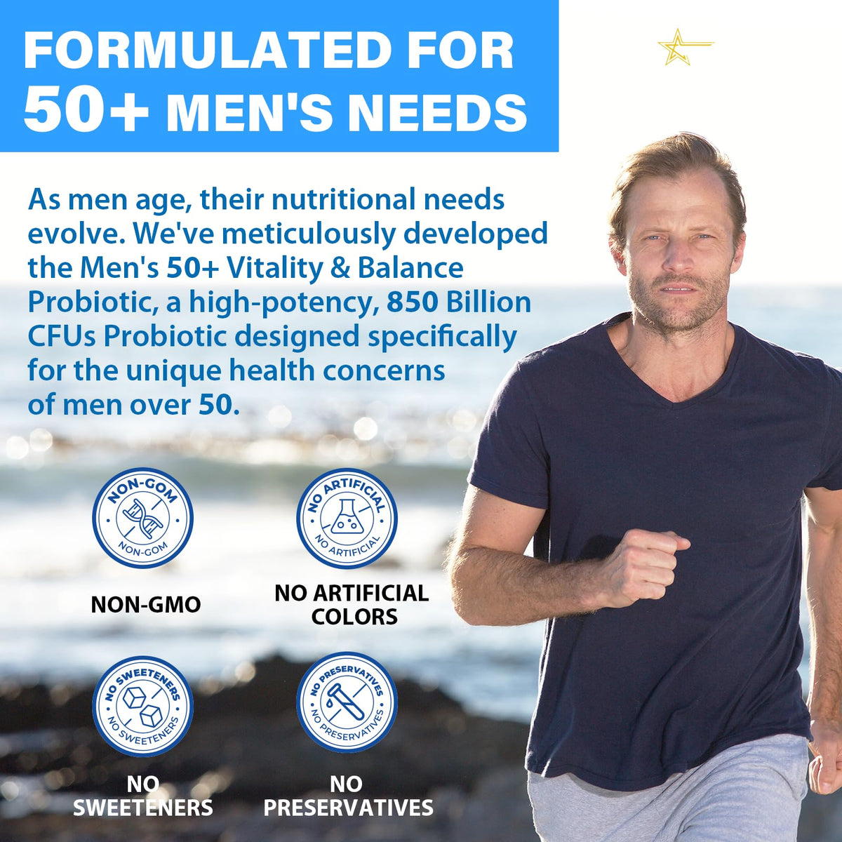 Probiotics for Men, Advanced 50+ Mens Probiotic, Comprehensive Gut & Energy Support with 850 Billion CFU, 1800mg Prebiotics Fiber – Tailored Wellness mens probiotics - PrimeBioHealth - canada supplements