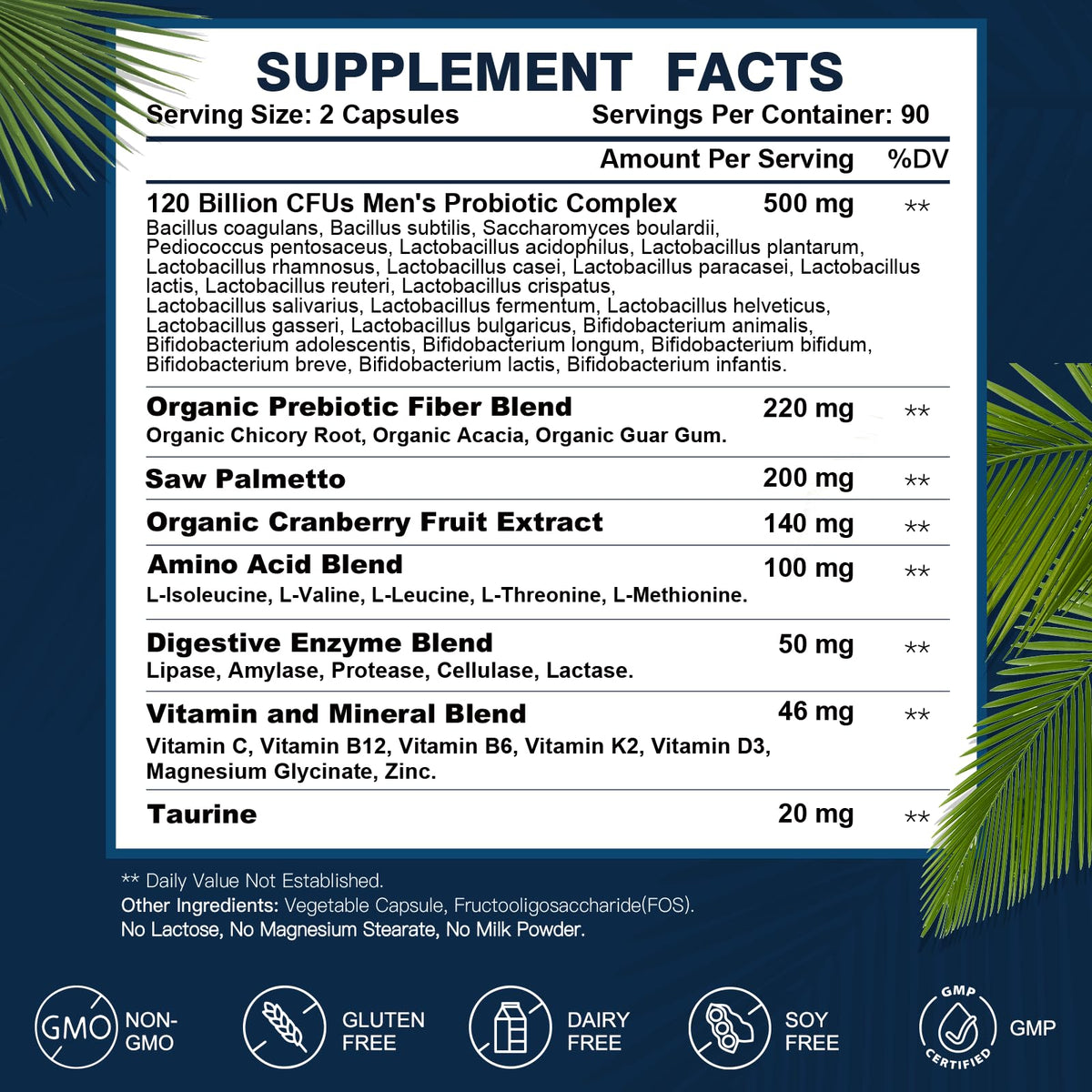 Probiotics for Men Digestive Health, 120 Billion CFUs Mens Probiotic with Digestive Enzymes & Prebiotics & Saw Palmetto & Cranberry for Gut, Prostate & Urinary Tract Health, Shelf Stable, 90 Capsules - PrimeBioHealth - canada supplements