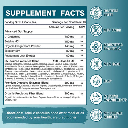 Probiotics for Women-Men Digestive Health with 120 Billion CFUs, Prebiotics and Probiotics for Women-Men, Digestive Enzymes, Nutrient Absorption, Immune Support - PrimeBioHealth - canada supplements