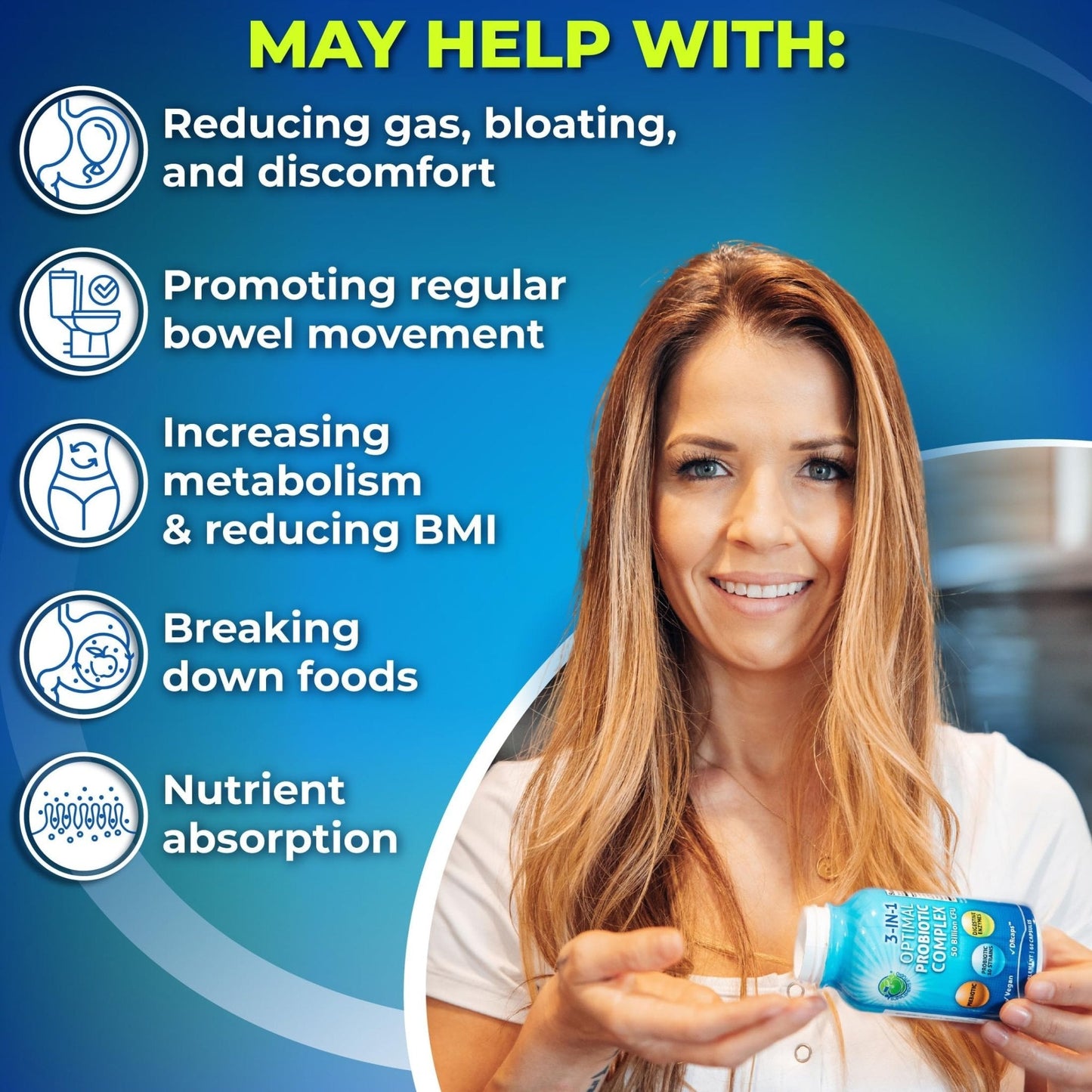 Probiotics with Digestive Enzymes and Prebiotic for Women and Men - 3-In-1 Vegan Probiotic Prebiotic Multi Enzyme Complex for Gut Health - PrimeBioHealth - canada supplements