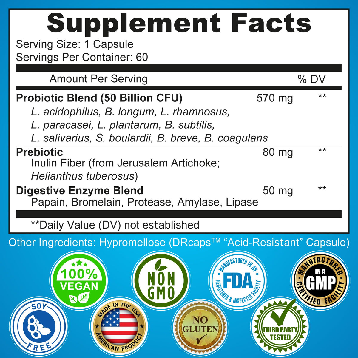 Probiotics with Digestive Enzymes and Prebiotic for Women and Men - 3-In-1 Vegan Probiotic Prebiotic Multi Enzyme Complex for Gut Health - PrimeBioHealth - canada supplements