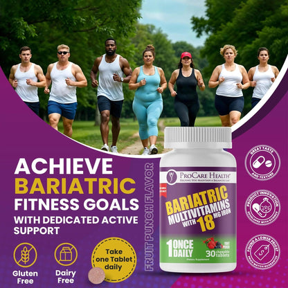 ProCare Health Bariatric Chewable Multivitamin with Iron 18mg (30 Tablets) - Fruit Punch Flavor Bariatric Multivitamin Chewable - PrimeBioHealth - canada supplements