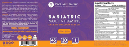 Procare Health Bariatric Multivitamin with Iron 45mg Easy to Swallow 30 Tablets - Post Op Bariatric Vitamins for Gastric Bypass Pills - PrimeBioHealth - canada supplements