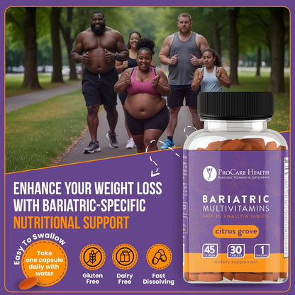 Procare Health Bariatric Multivitamin with Iron 45mg Easy to Swallow 30 Tablets - Post Op Bariatric Vitamins for Gastric Bypass Pills - PrimeBioHealth - canada supplements