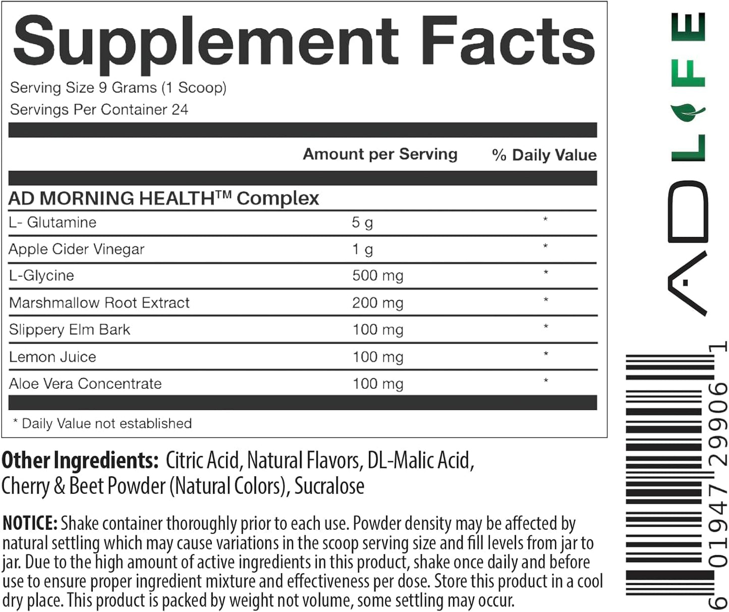 Project AD Life Good Morning Detox and Performance Drink, Naturally Flavored and Formulated with L-GLutamine, Apple Cider Vinegar, and Aloe Vera (24 Servings, Summer Fruits) - PrimeBioHealth - canada supplements