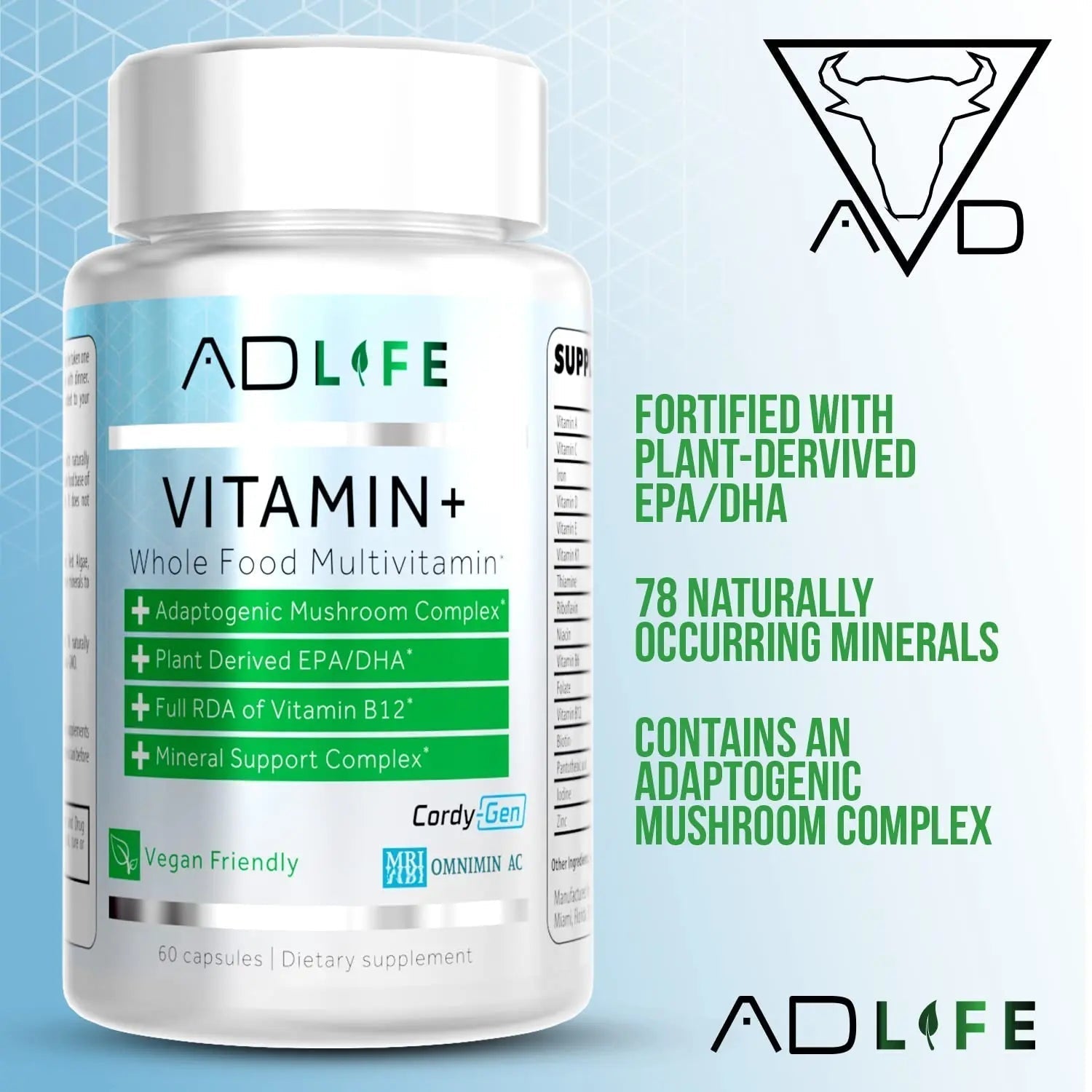 Project AD Vitamin+ Multimineral Multivitamin Supplement Complete Antioxidant, Energy & Immune Support. (60 Servings) - PrimeBioHealth - canada supplements