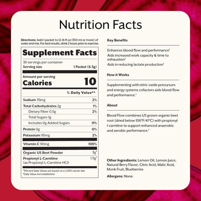 ProMix Nutrition Blood Flow - Nitric Oxide Supplement with Organic US Beet Root Powder - Cold Pressed, Low Temp Dehydration - 30 Servings - PrimeBioHealth - canada supplements