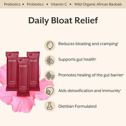 ProMix Nutrition Debloat Prebiotics and Probiotics Immune Support Supplement for Digestion, Cortisol Health, Gut Cleanse - Hibiscus - PrimeBioHealth - canada supplements