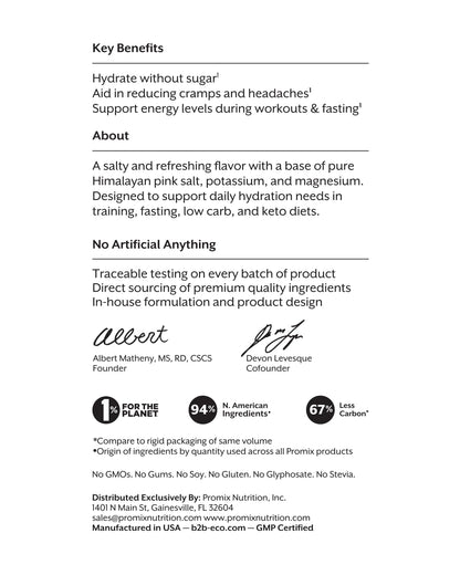 ProMix Nutrition Electrolytes Powder Hydration Packets - Himalayan Pink Salt, Magnesium, Potassium, Vitamin C - Salted Watermelon, - PrimeBioHealth - canada supplements