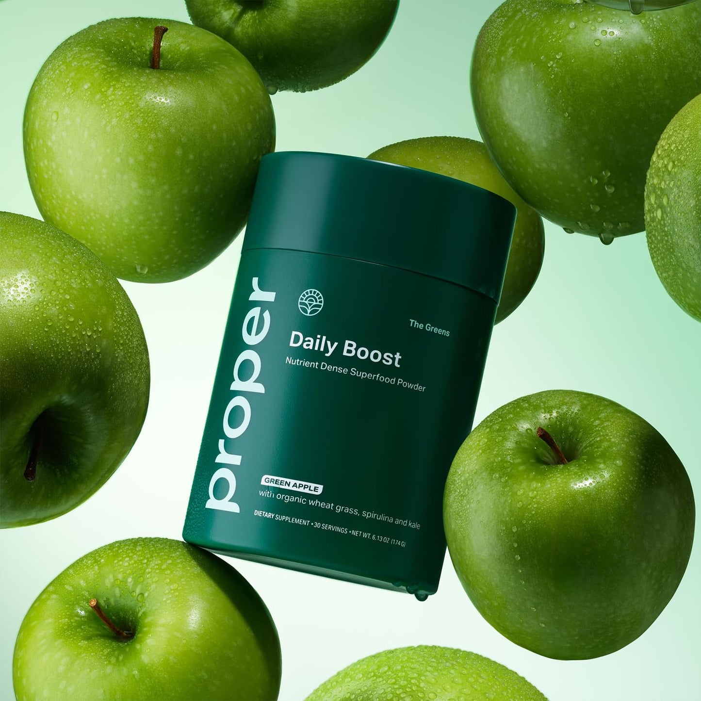 Proper, The Greens Daily Boost Organic Greens Powder. Whole Food, Apple Flavour Veggie Powder Superfood with Wheatgrass, Spirulina, Chlorella, Probiotics. - PrimeBioHealth - canada supplements