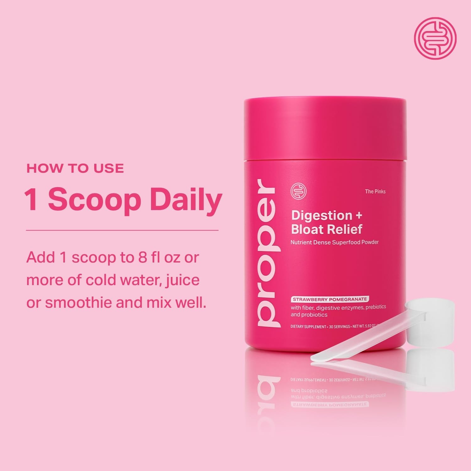Proper, The Pinks Digestion and Bloat Relief. Drink Mix with Gut Health Probiotics, Prebiotics, Beet Root & Enzymes for Digestive Support. Bloating and Microbiome - PrimeBioHealth - canada supplements