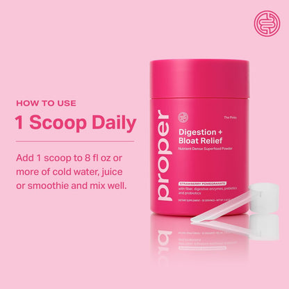 Proper, The Pinks Digestion and Bloat Relief. Drink Mix with Gut Health Probiotics, Prebiotics, Beet Root & Enzymes for Digestive Support. Bloating and Microbiome - PrimeBioHealth - canada supplements