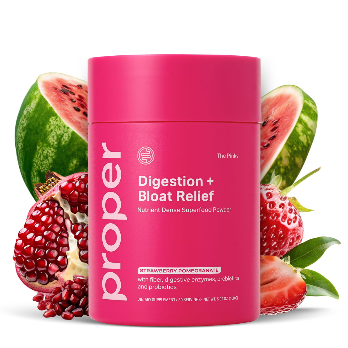 Proper, The Pinks Digestion and Bloat Relief. Drink Mix with Gut Health Probiotics, Prebiotics, Beet Root & Enzymes for Digestive Support. Bloating and Microbiome - PrimeBioHealth - canada supplements