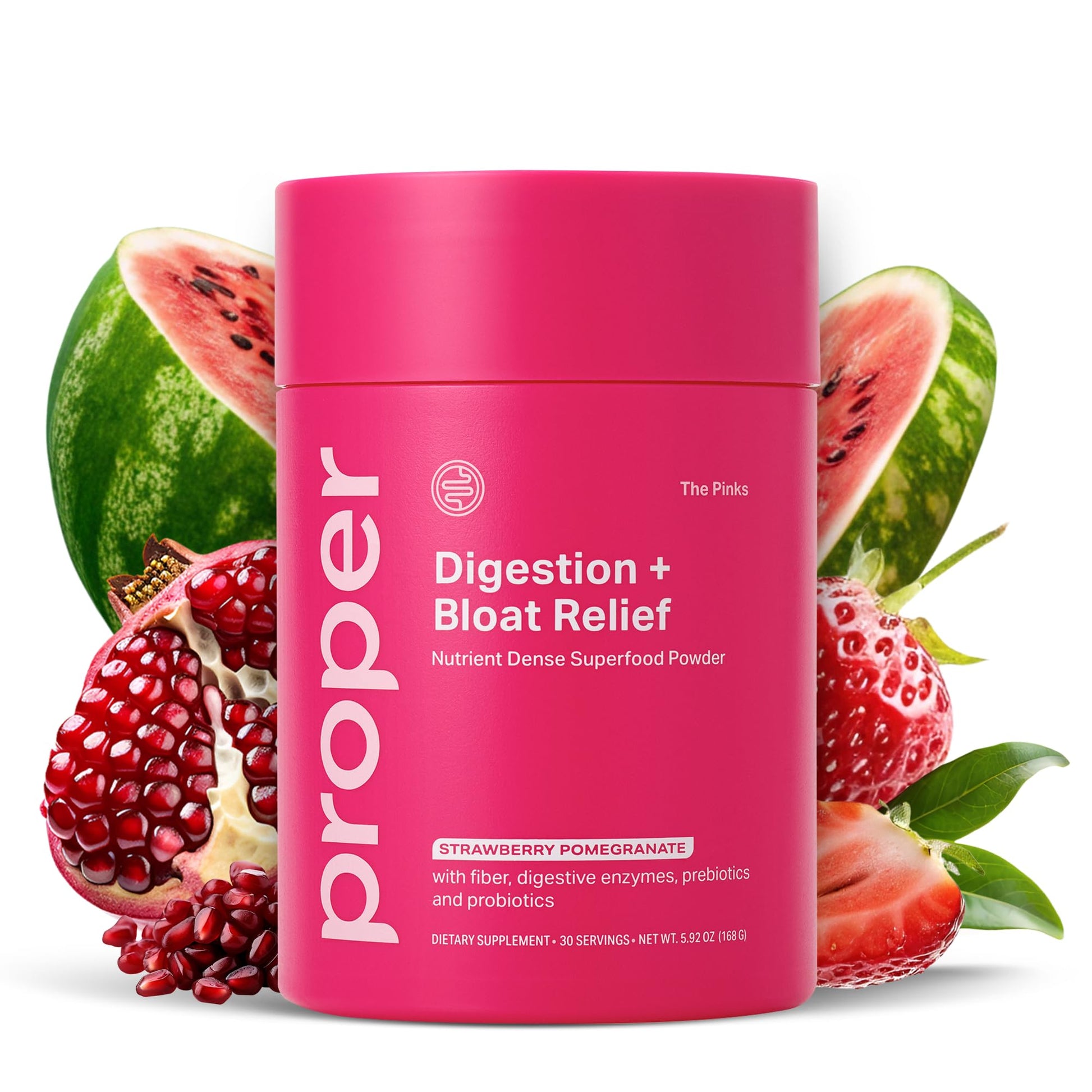 Proper, The Pinks Digestion and Bloat Relief. Drink Mix with Gut Health Probiotics, Prebiotics, Beet Root & Enzymes for Digestive Support. Bloating and Microbiome - PrimeBioHealth - canada supplements