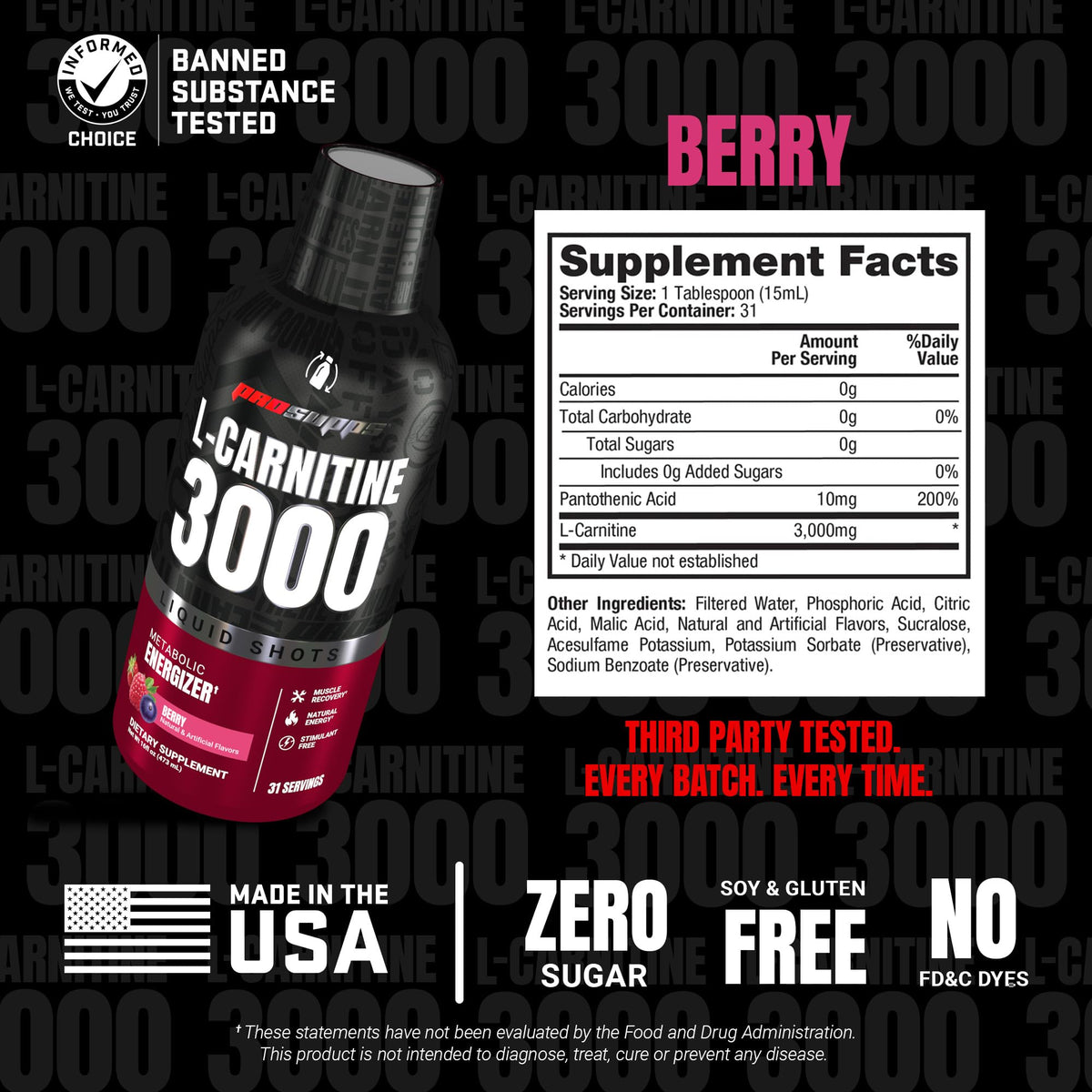 ProSupps L-Carnitine Liquid 3000, Stimulant-Free Liquid Shots for Men & Women - Clean Workout Drink for Energy, Performance & Muscle Recovery - PrimeBioHealth - canada supplements