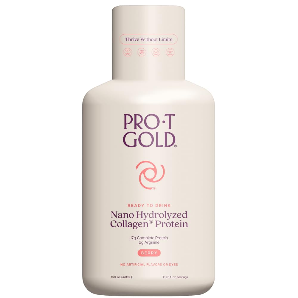 ProT Gold Liquid Collagen Protein Shot, Support for Hair, Nails and Skin, 17g, Nano Hydrolyzed & Grass Fed with Amino Acids, Sugar Free, Gluten Free, - PrimeBioHealth - canada supplements