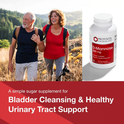 Protocol for Life Balance D-Mannose - 500mg - Bladder Cleanse - Support Healthy Urinary Tract* - For Men & Women - Kosher & Non-GMO - 90 Veg Capsules - PrimeBioHealth - canada supplements