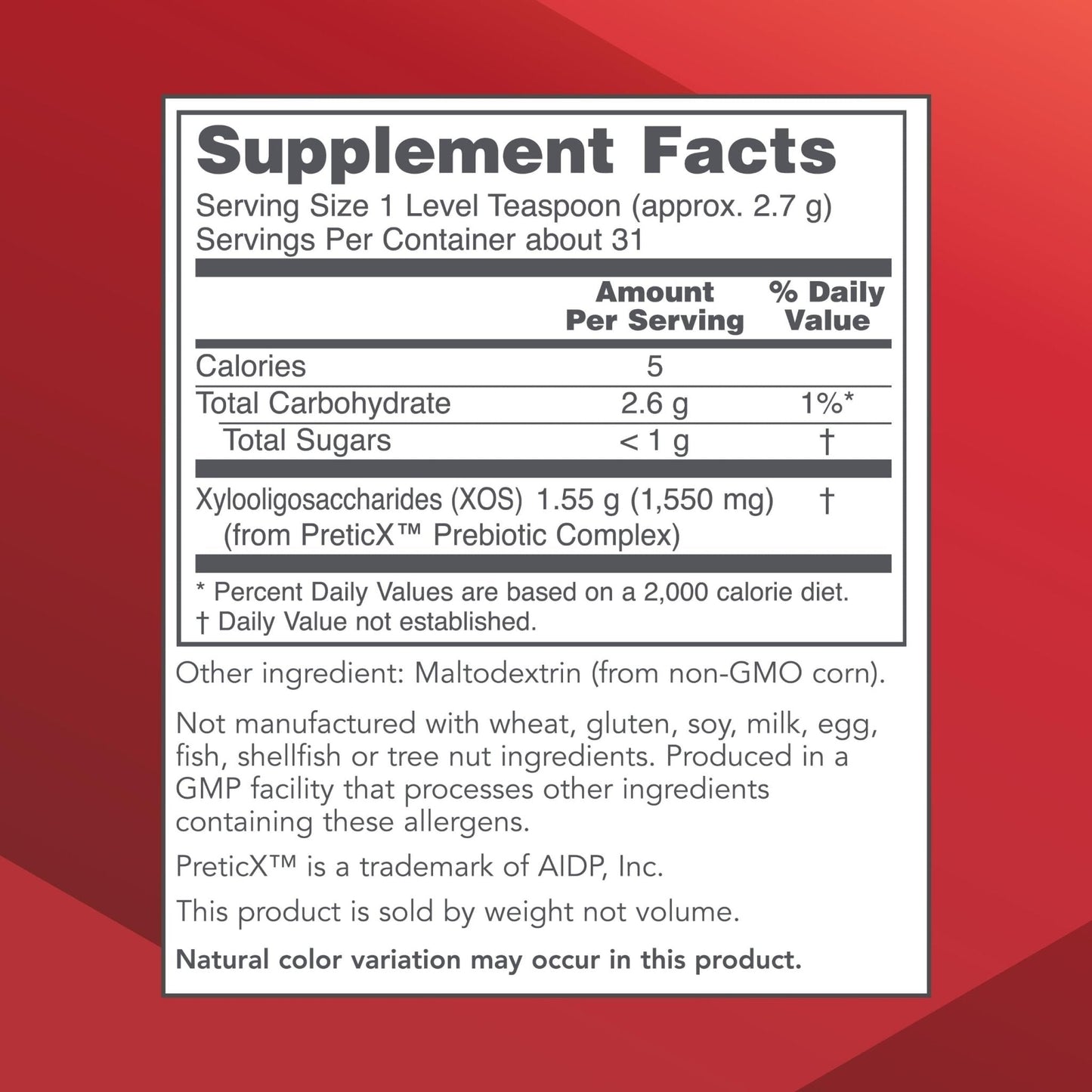 PROTOCOL FOR LIFE BALANCE Prebiotic Powder XOS - 1.55g per Serving - Intestinal Flora - Support GI Tract & Gut Health - Kosher & Non-GMO - 3 oz - PrimeBioHealth - canada supplements