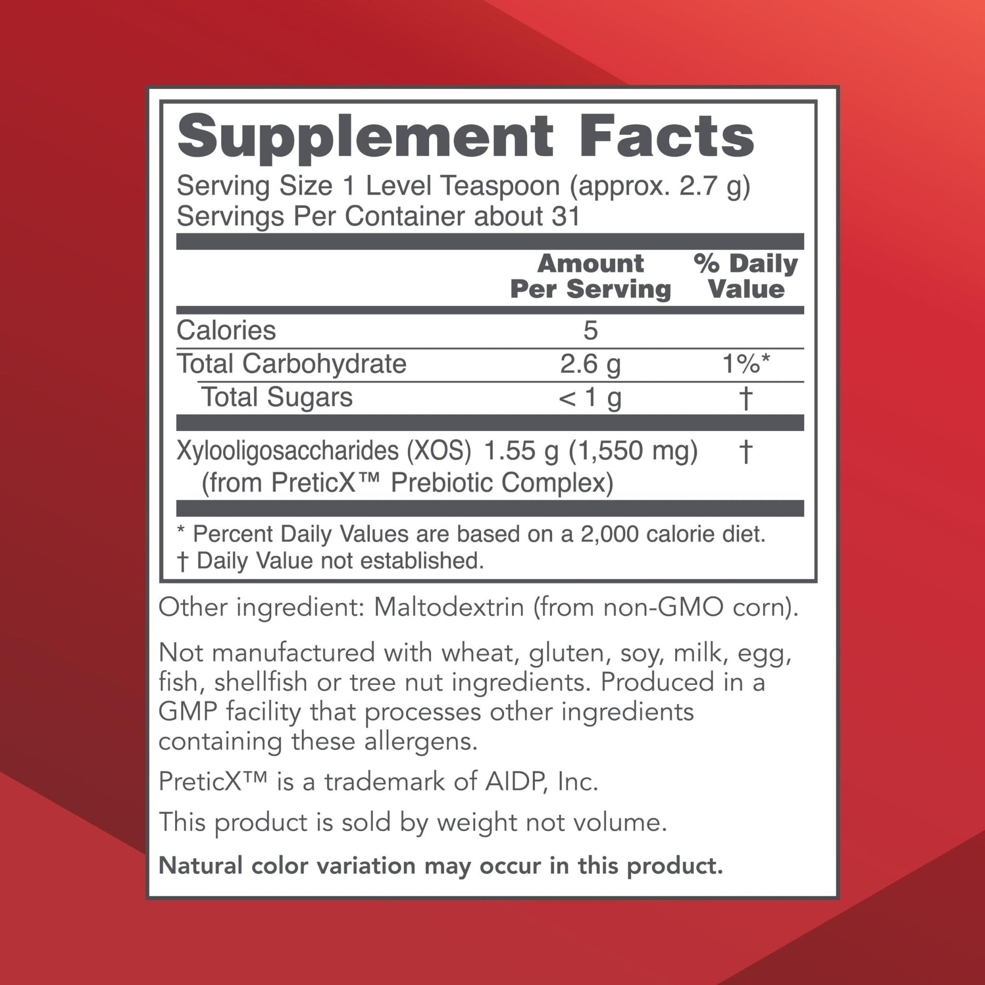 PROTOCOL FOR LIFE BALANCE Prebiotic Powder XOS - 1.55g per Serving - Intestinal Flora - Support GI Tract & Gut Health - Kosher & Non-GMO - 3 oz - PrimeBioHealth - canada supplements