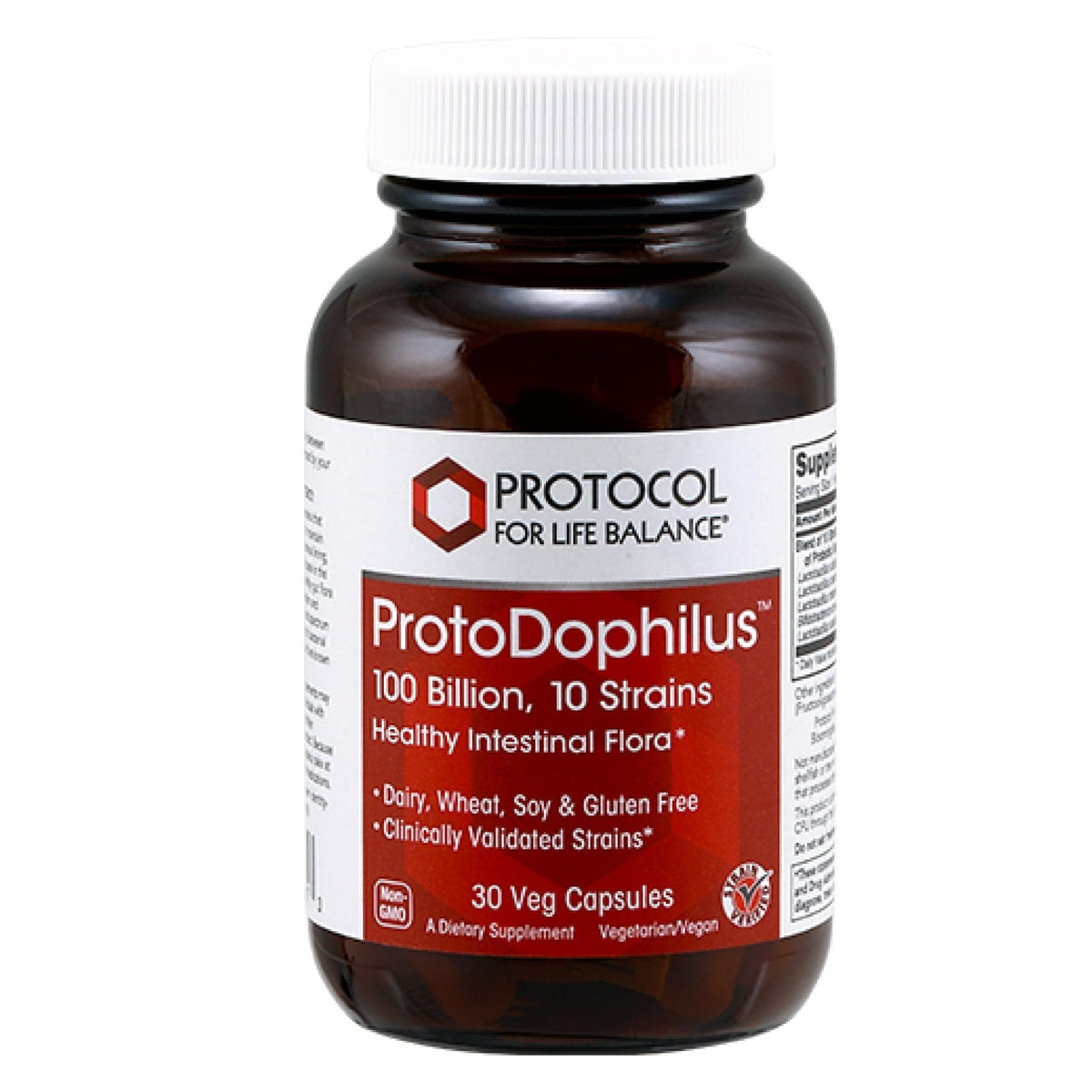 PROTOCOL FOR LIFE BALANCE Proto Dophilus 100 Billion 10 Strains - Support Digestive Gut Health Immune System & Detox - Dairy, Wheat, Soy & Gluten Free - Vegan & Nut Free - 30 Veg Capsules - PrimeBioHealth - canada supplements