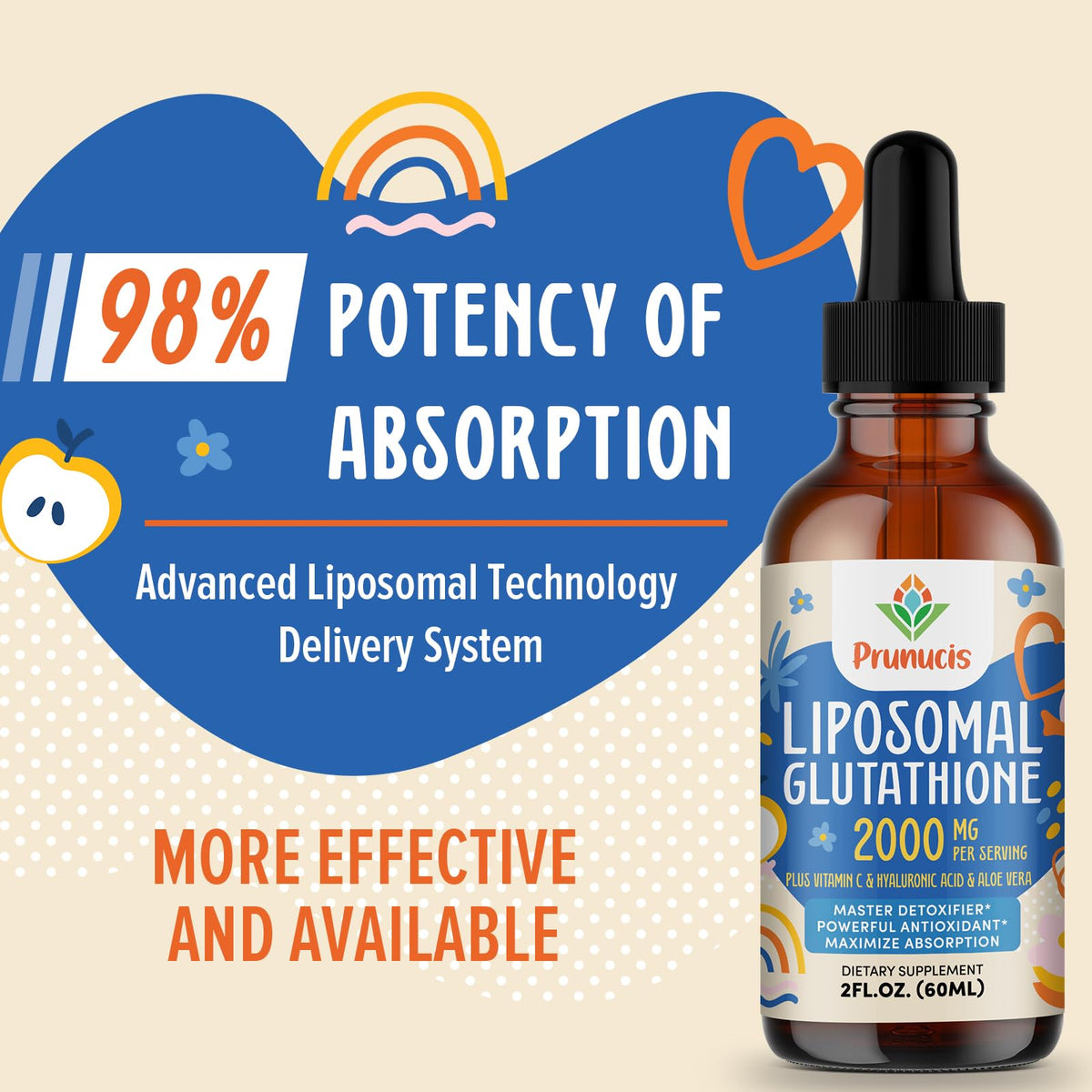 Prunucis 2000MG Liposomal Glutathione Liquid, 98% Absorption, Active Form L-Glutathione Supplement, - PrimeBioHealth - canada supplements