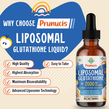Prunucis 2000MG Liposomal Glutathione Liquid, 98% Absorption, Active Form L-Glutathione Supplement, - PrimeBioHealth - canada supplements